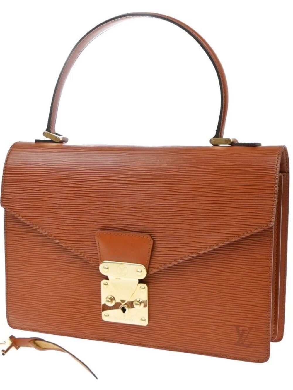 LOUIS VUITTON Concorde Hand Bag Epi Leather Brown Gold France M52133 85KD474